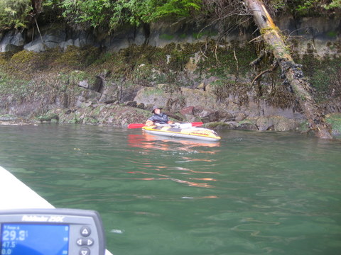 Rebecca exploring at low tide